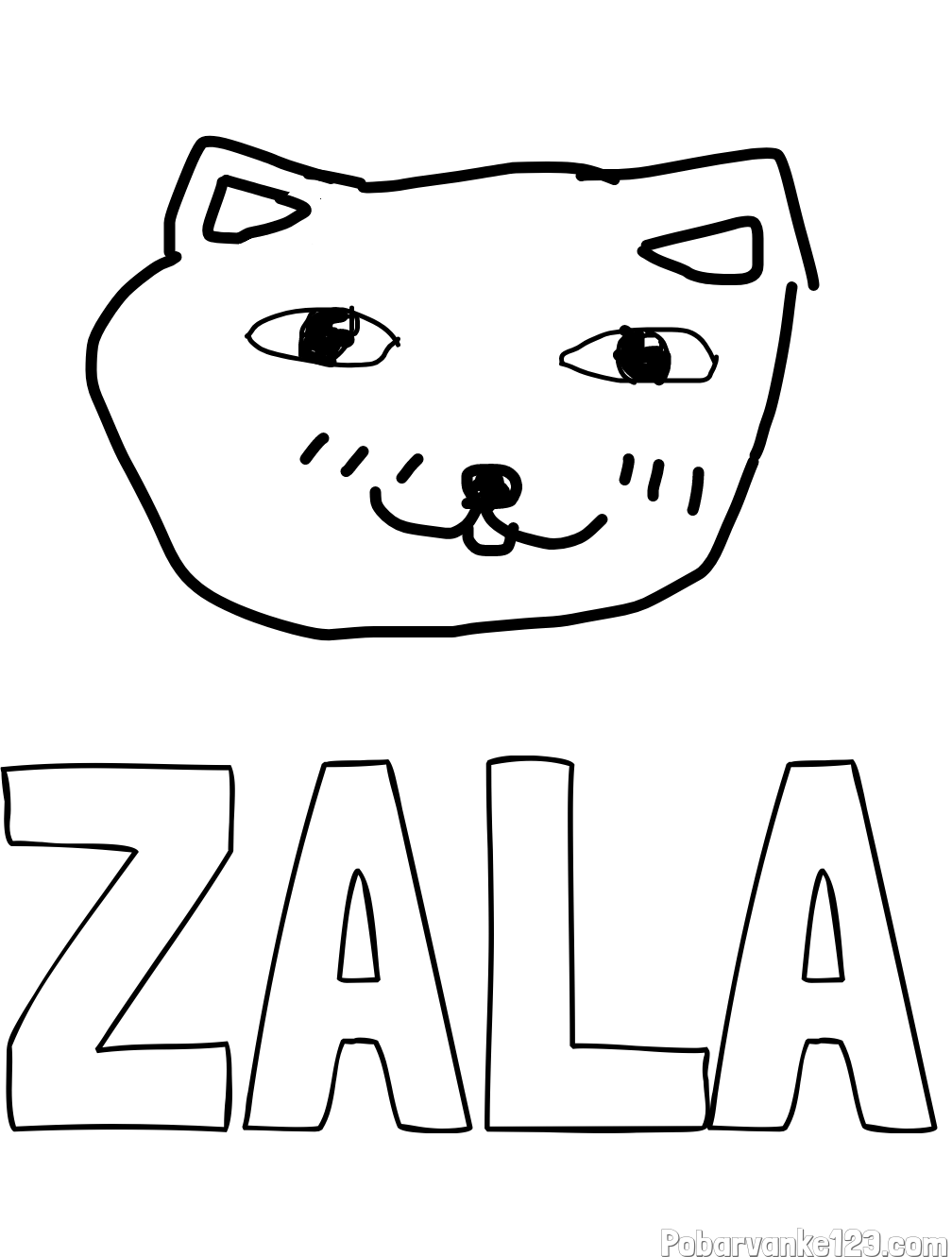 Pobarvanka imena ZALA in MUCA