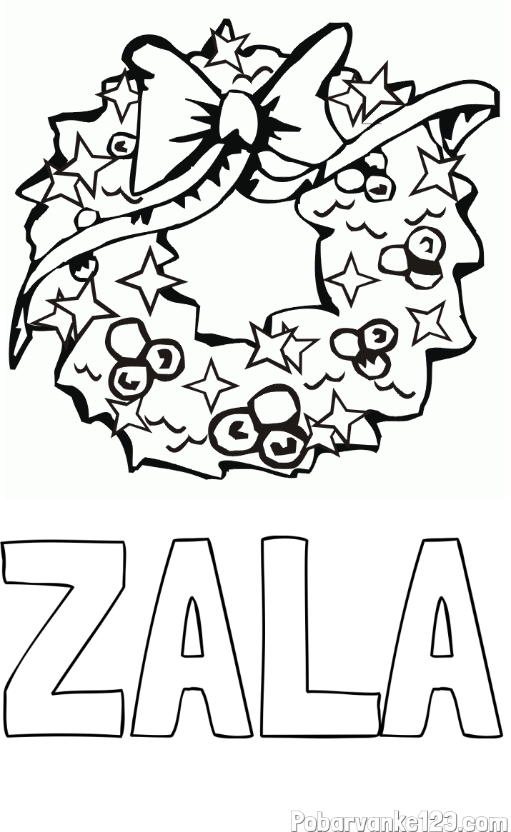 Pobarvanka imena ZALA in pobarvanka lepega adventnega venčka