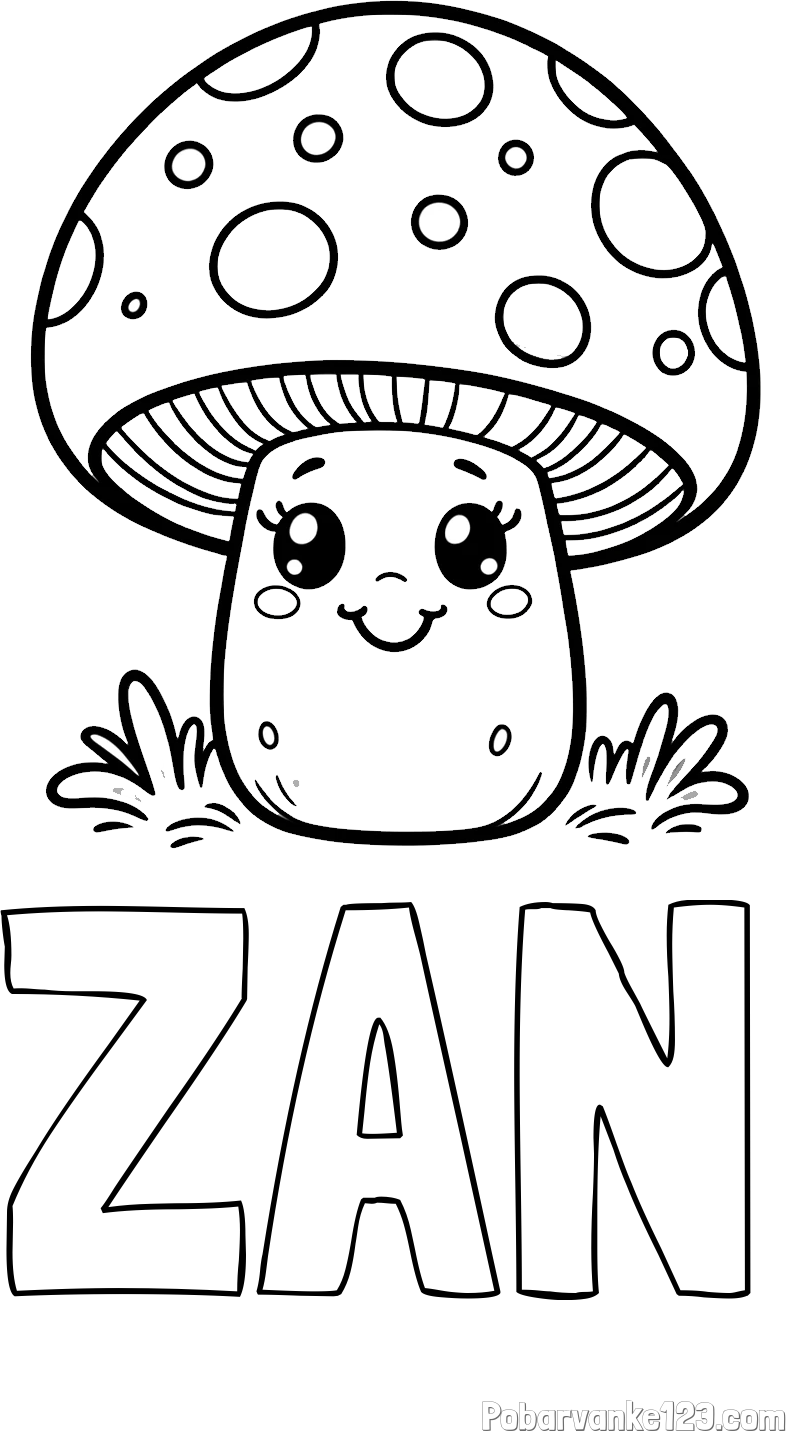 Pobarvanka imena ŽAN in pobarvanka ljubke gobe