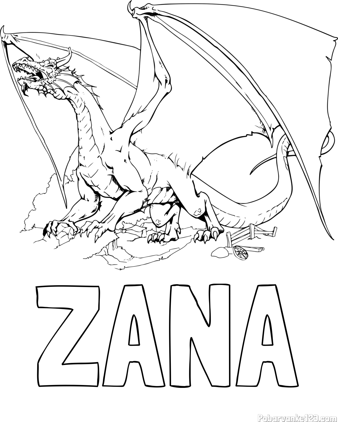 Pobarvanka imena ŽANA in pobarvanka strašnega zmaja