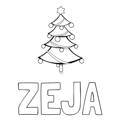 Online izdelana pobarvanka - Pobarvanka imena ZEJA in božična smreka