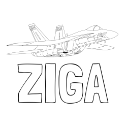 Online izdelana pobarvanka - Pobarvanka imena ŽIGA in pobarvanka letala Hornet