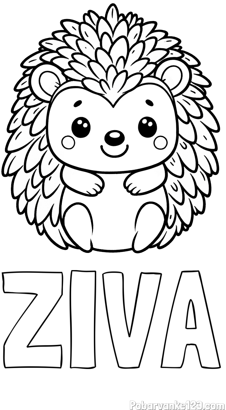 Pobarvanka imena ŽIVA in pobarvanka prikupnega ježa