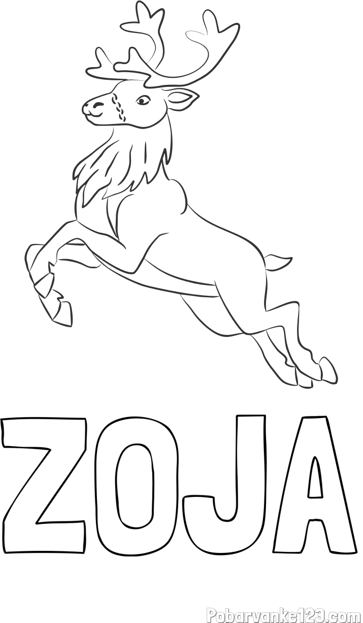 Pobarvanka imena ZOJA in pobarvanka jelenčka Rudolfa