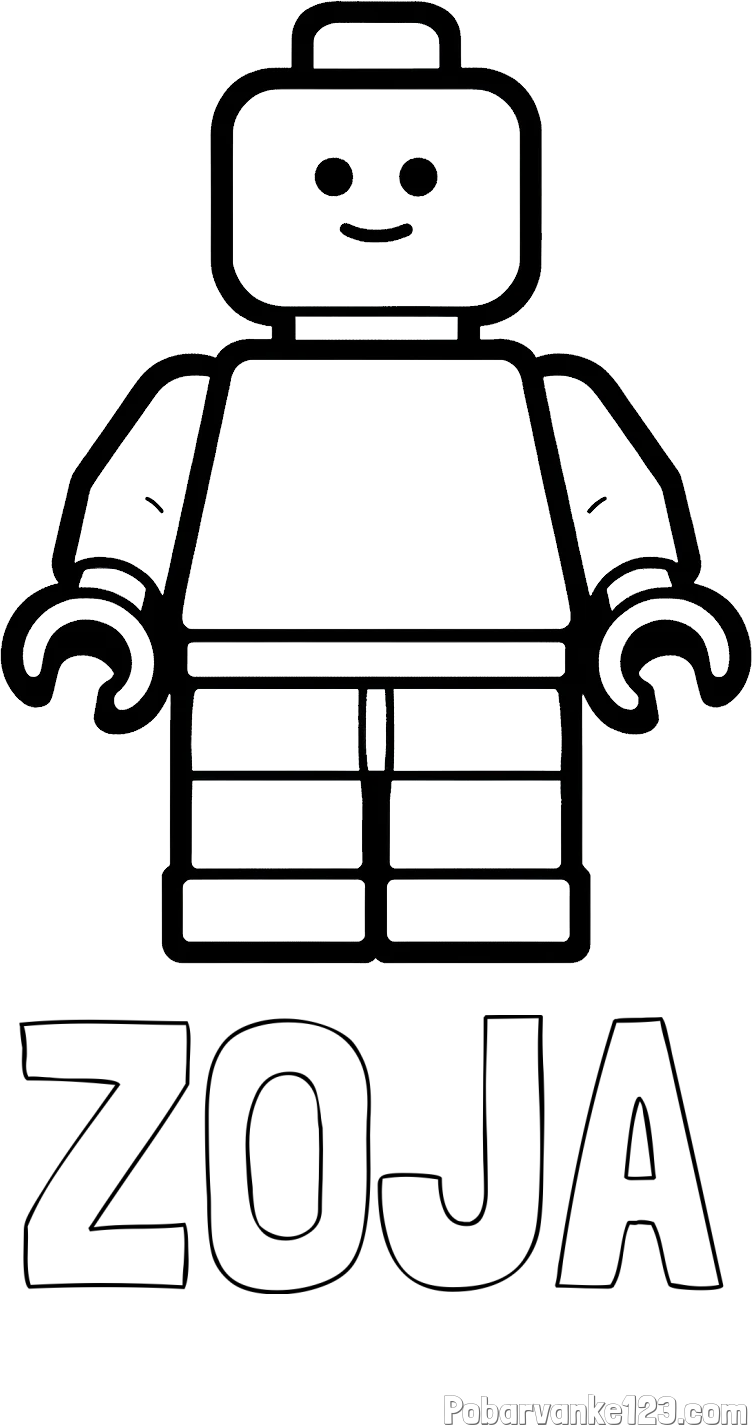 Pobarvanka imena ZOJA in pobarvanka LEGO figurice fanta