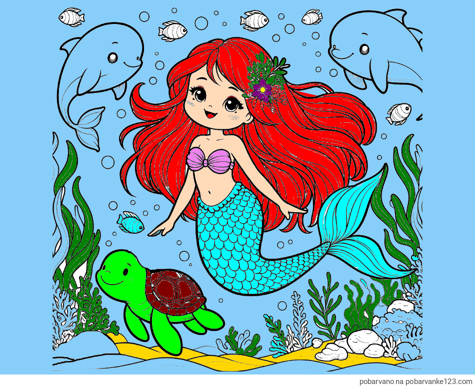 POBARVANA POBARVANKA - Pobarvana ljubke morske deklice s prijatelji