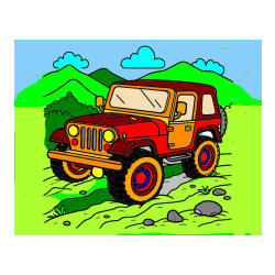 Pobarvana pobarvanka - Pobarvanka džipa na terenu