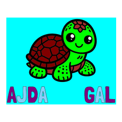 Pobarvana pobarvanka - Pobarvanka imena AJDA        GAL in otroška pobarvanka želve