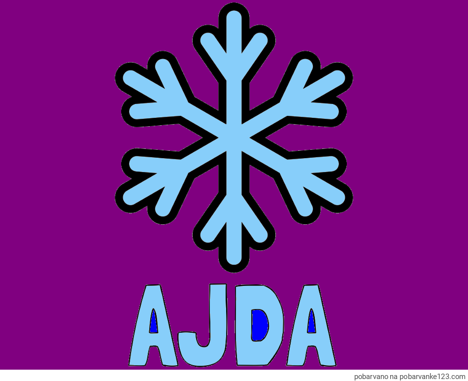 POBARVANA POBARVANKA - Pobarvanka imena AJDA in pobarvanka enostavne snežinke