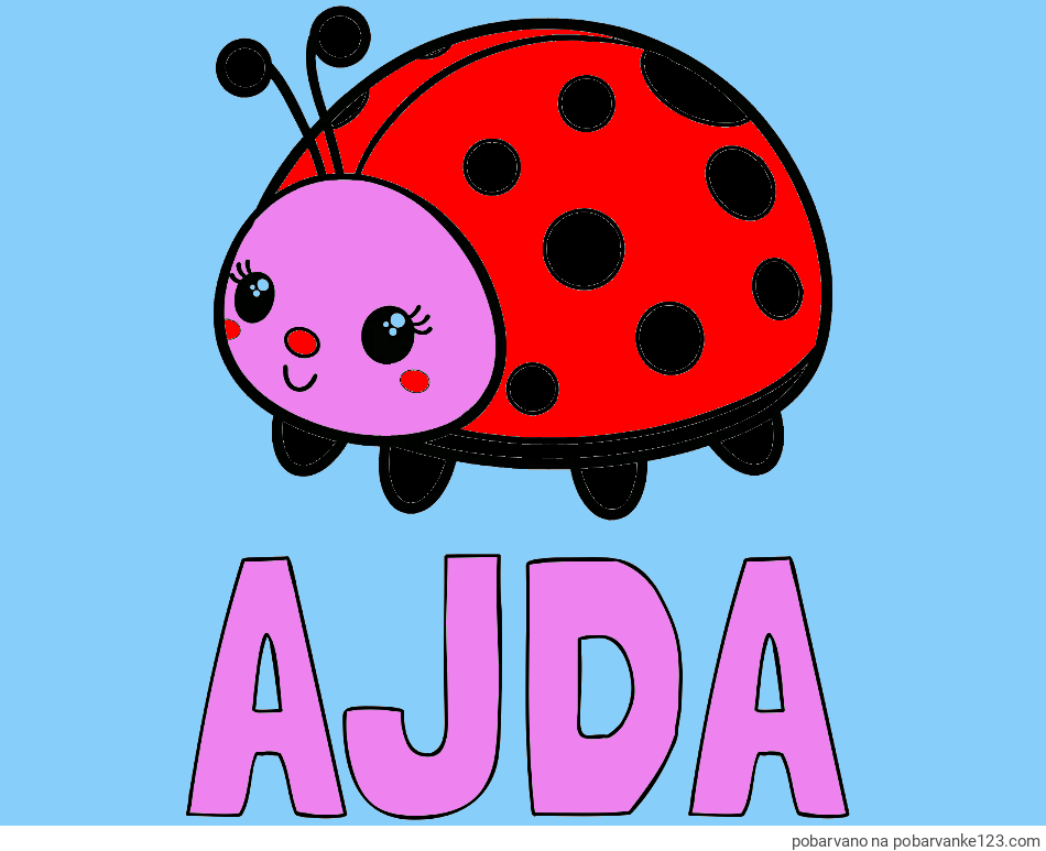 POBARVANA POBARVANKA - Pobarvanka imena AJDA in pobarvanka ljubke pikapolonice