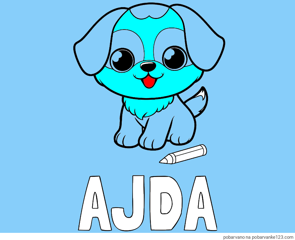 POBARVANA POBARVANKA - Pobarvanka imena AJDA in pobarvanka prikupnega kužka