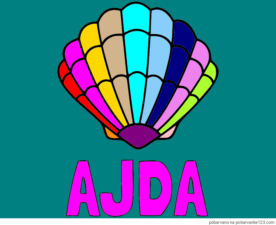 POBARVANA POBARVANKA - Pobarvanka imena AJDA in pobarvanka školjke