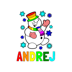 Pobarvana pobarvanka - Pobarvanka imena ANDREJ in pobarvanka veselega snežaka