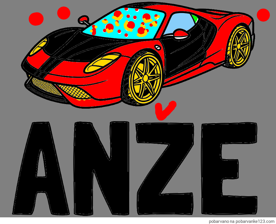 POBARVANA POBARVANKA - Pobarvanka imena ANŽE in pobarvanka dirkalnega avtomobila
