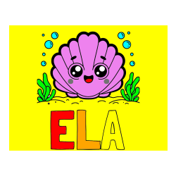 Pobarvana pobarvanka - Pobarvanka imena ELA in pobarvanka nasmejane školjke