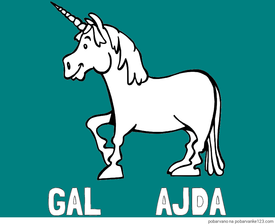 POBARVANA POBARVANKA - Pobarvanka imena GAL       AJDA in pobarvanka veselega samoroga