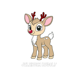 Pobarvana pobarvanka - Pobarvanka imena JELENČEK RUDOLF in pobarvanka nasmejanega jelenčka Rudolfa