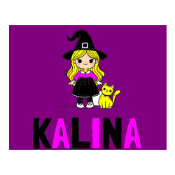 Pobarvana pobarvanka - Pobarvanka imena KALINA in Čudovita pobarvanka ljubke čarovnice in nasmejane mačke