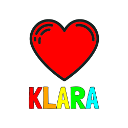 Pobarvana pobarvanka - Pobarvanka imena KLARA in pobarvanka lepega srčka