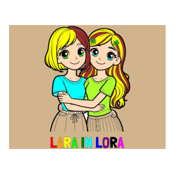 Pobarvana pobarvanka - Pobarvanka imena LARA IN LORA in pobarvanka ljubkih prijateljic