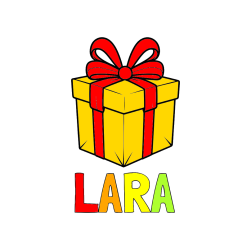 Pobarvana pobarvanka - Pobarvanka imena LARA in pobarvanka darilne škatle s pentljo