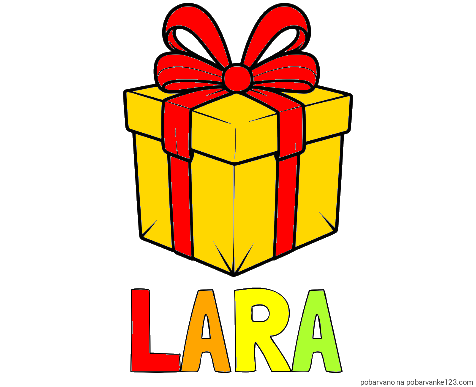 POBARVANA POBARVANKA - Pobarvanka imena LARA in pobarvanka darilne škatle s pentljo