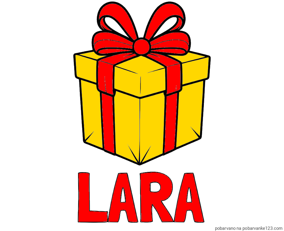 POBARVANA POBARVANKA - Pobarvanka imena LARA in pobarvanka darilne škatle s pentljo