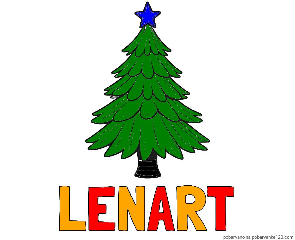 POBARVANA POBARVANKA - Pobarvanka imena LENART in pobarvanka božične smreke z zvezdo