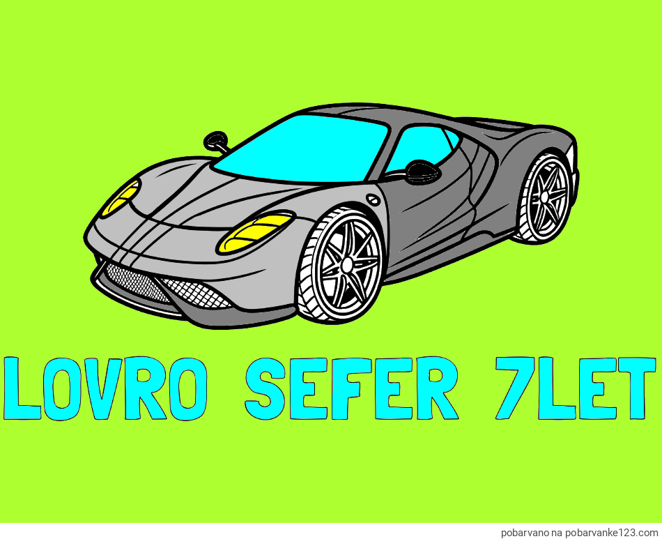 POBARVANA POBARVANKA - Pobarvanka imena LOVRO  ŠEFER  7LET in pobarvanka dirkalnega avtomobila
