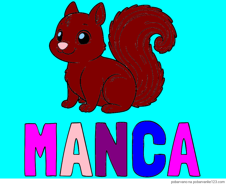 POBARVANA POBARVANKA - Pobarvanka imena MANCA in pobarvanka veveričke