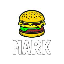 Pobarvana pobarvanka - Pobarvanka imena MARK in preprosta pobarvanka hamburgerja