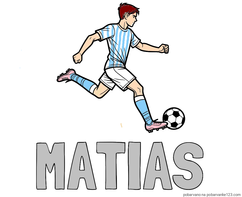 POBARVANA POBARVANKA - Pobarvanka imena MATIAS in pobarvanka nogometaša v napadu
