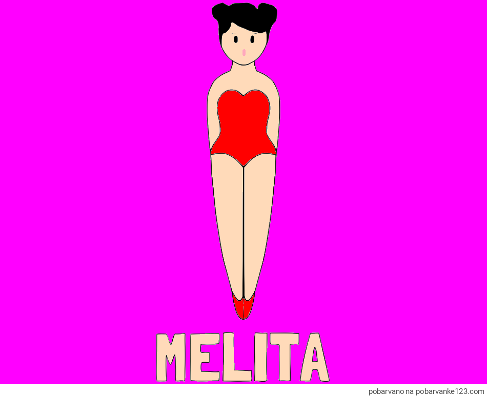 POBARVANA POBARVANKA - Pobarvanka imena MELITA in enostavna pobarvanka baletke
