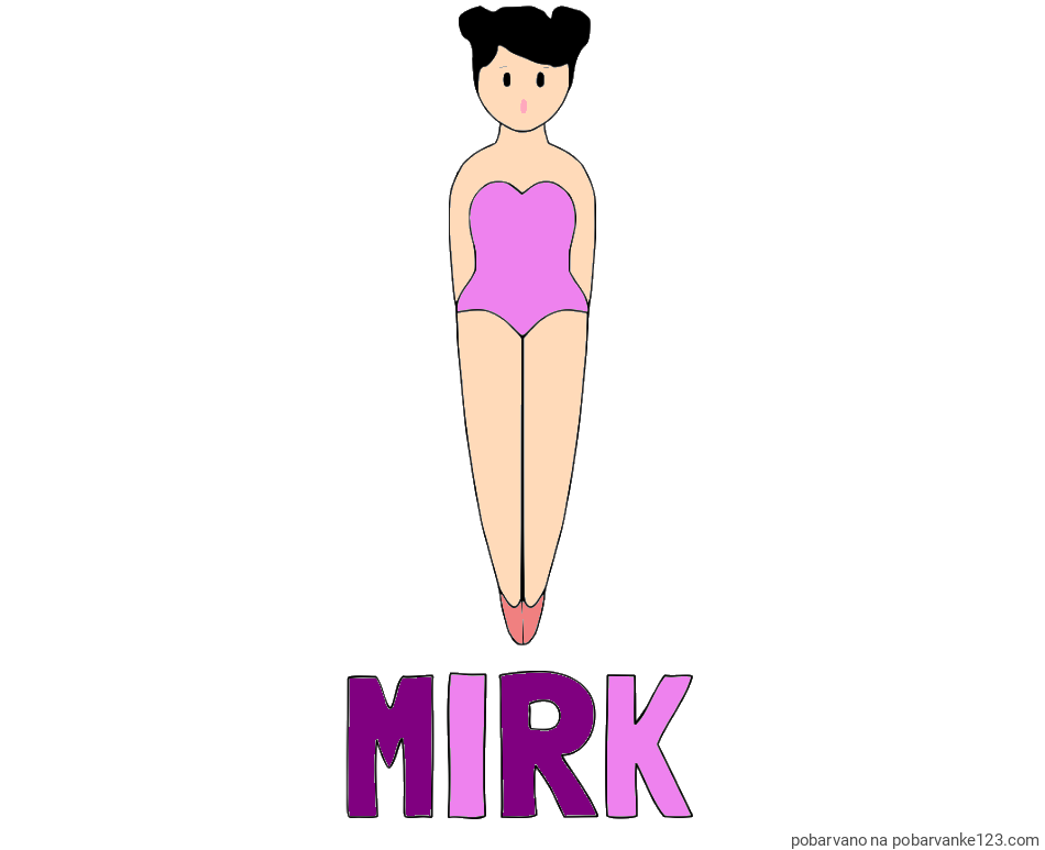 POBARVANA POBARVANKA - Pobarvanka imena MIRK in enostavna pobarvanka baletke