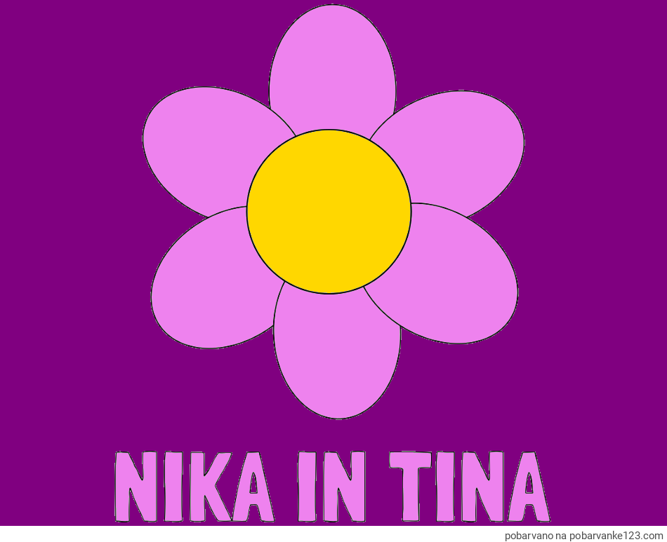 POBARVANA POBARVANKA - Pobarvanka imena NIKA IN TINA in otroška pobarvanka cveta