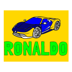 Pobarvana pobarvanka - Pobarvanka imena RONALDO in pobarvanka dirkalnega avtomobila