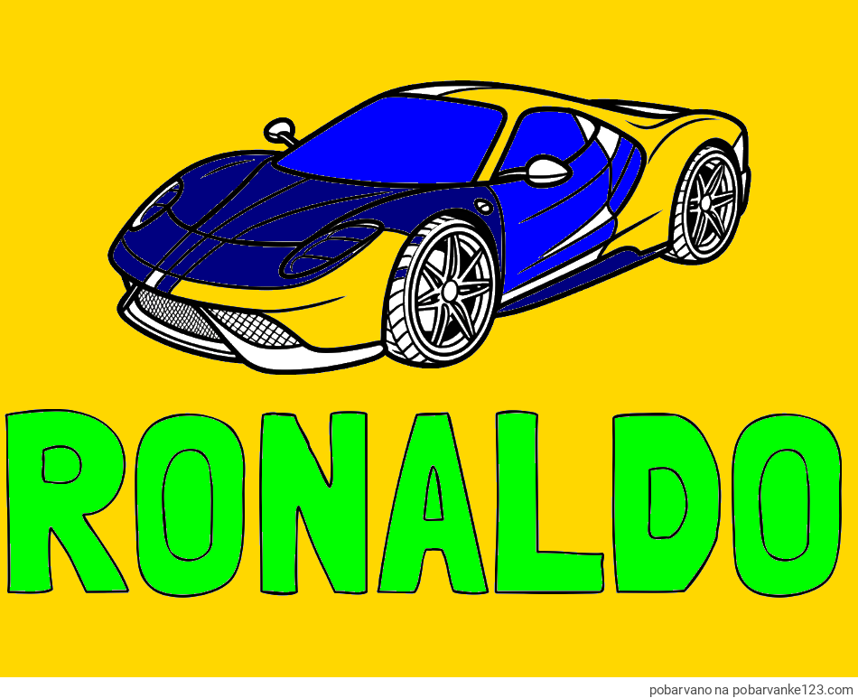 POBARVANA POBARVANKA - Pobarvanka imena RONALDO in pobarvanka dirkalnega avtomobila