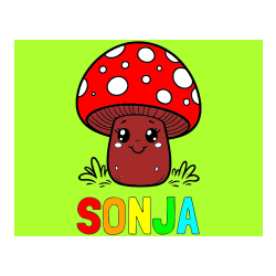 Pobarvana pobarvanka - Pobarvanka imena SONJA in pobarvanka ljubke gobe