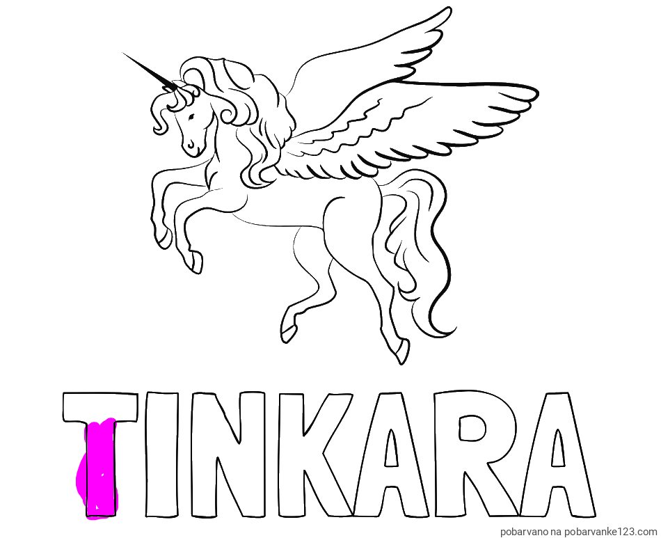 POBARVANA POBARVANKA - Pobarvanka imena TINKARA in lepa pobarvanka samoroga