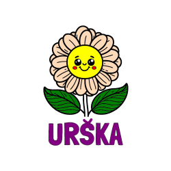 Pobarvana pobarvanka - Pobarvanka imena URŠKA in pobarvanka ljubke in nasmejane rože