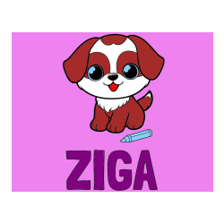 Pobarvana pobarvanka - Pobarvanka imena ŽIGA in pobarvanka prikupnega kužka