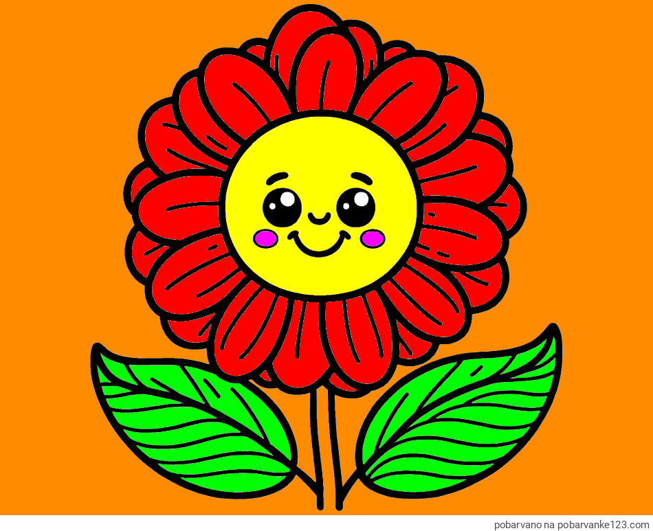 POBARVANA POBARVANKA - Pobarvanka ljubke in nasmejane rože