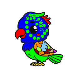 Pobarvana pobarvanka - Pobarvanka ljubkega papagaja