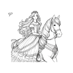 Pobarvana pobarvanka - Pobarvanka nasmejana princese na konju