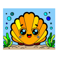 Pobarvana pobarvanka - Pobarvanka nasmejane školjke