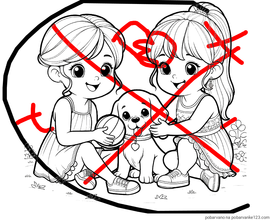 POBARVANA POBARVANKA - Pobarvanka prijateljic s kužkom
