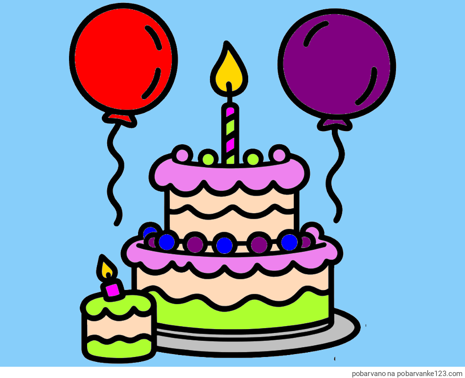POBARVANA POBARVANKA - Pobarvanka velike rojstnodnevne torte