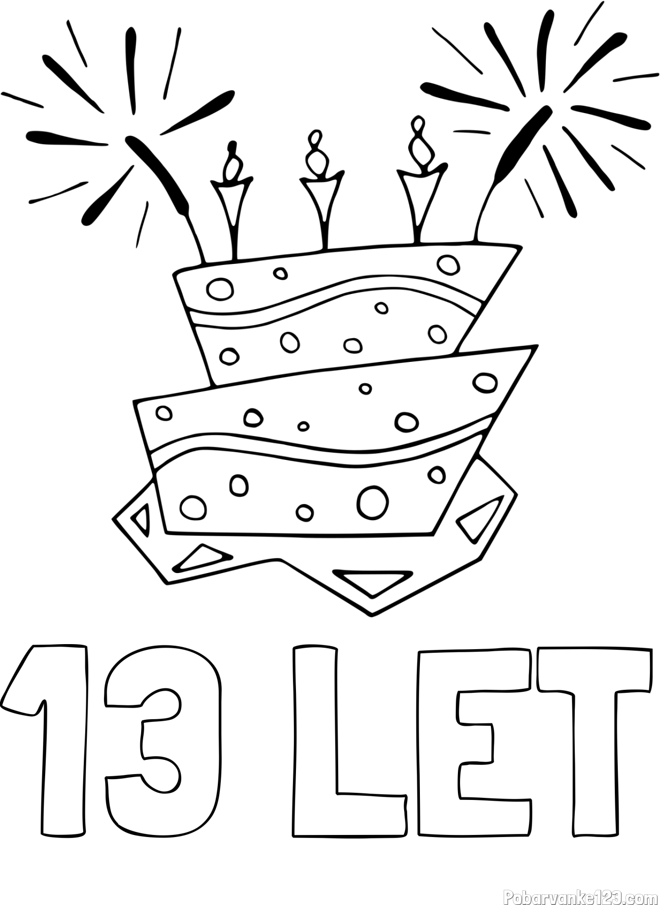 Pobarvanka imena 13 LET in pobarvanka rojstnodnevne torte