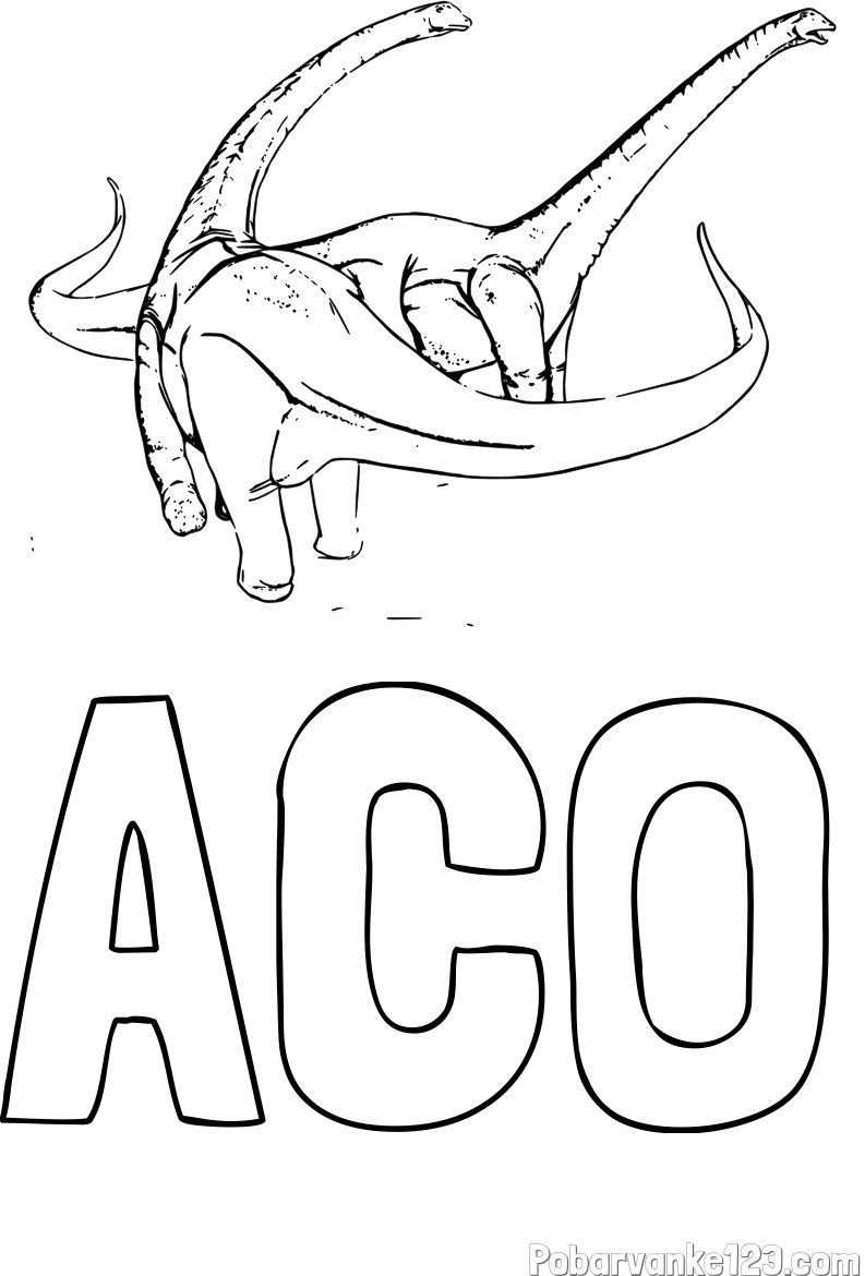 Pobarvanka imena ACO in pobarvanka dinozavra Alamosaurus