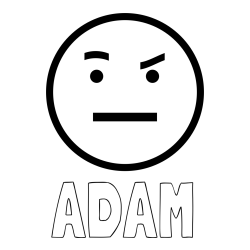 Online izdelana pobarvanka - Pobarvanka imena ADAM in pobarvanka začudenega smeška